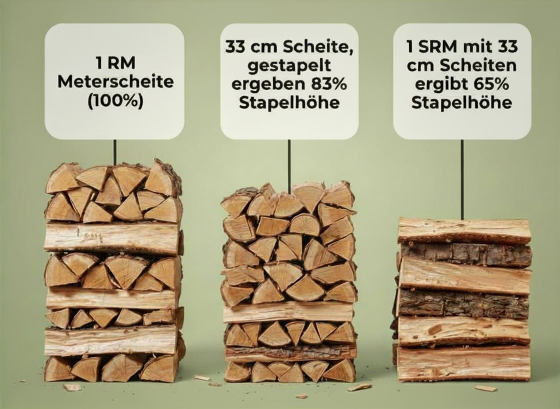 Schüttraummeter, Raummeter & Festmeter beim Brennholz: richtig vergleichen und Lagerplatz planen